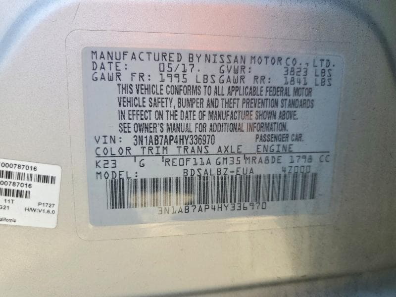 2017 NISSAN SENTRA S 12