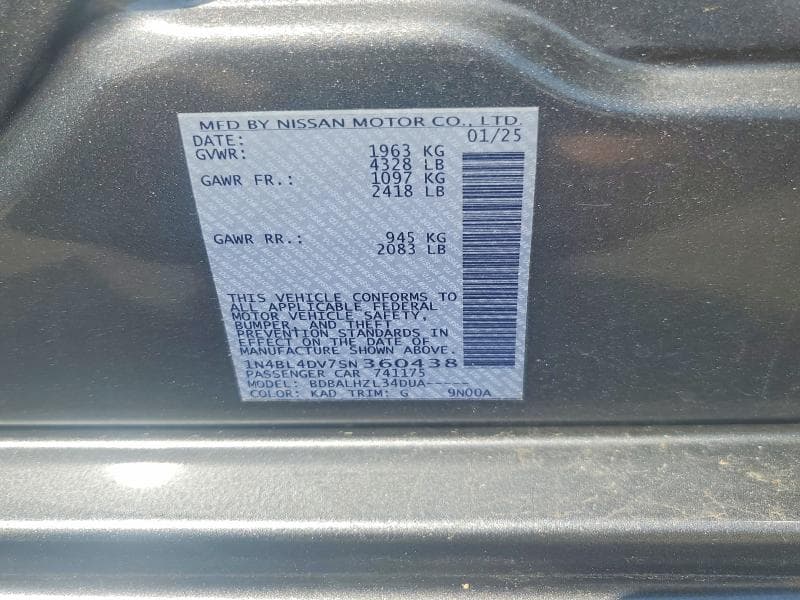 2025 NISSAN ALTIMA SV 12
