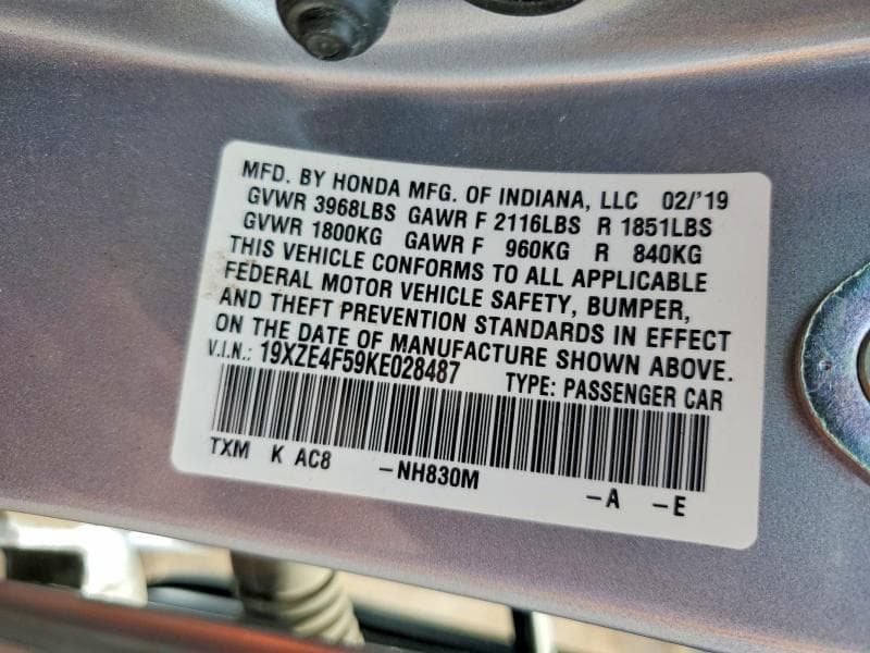 2019 HONDA INSIGHT EX 12