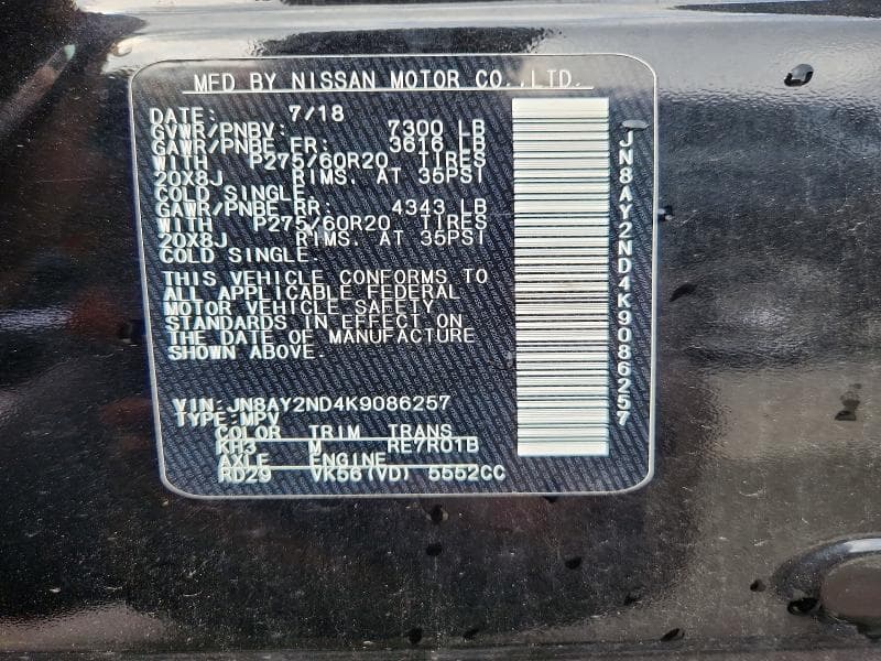 2019 NISSAN ARMADA SL 13