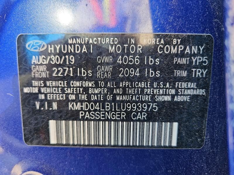 2020 HYUNDAI ELANTRA SPORT 12