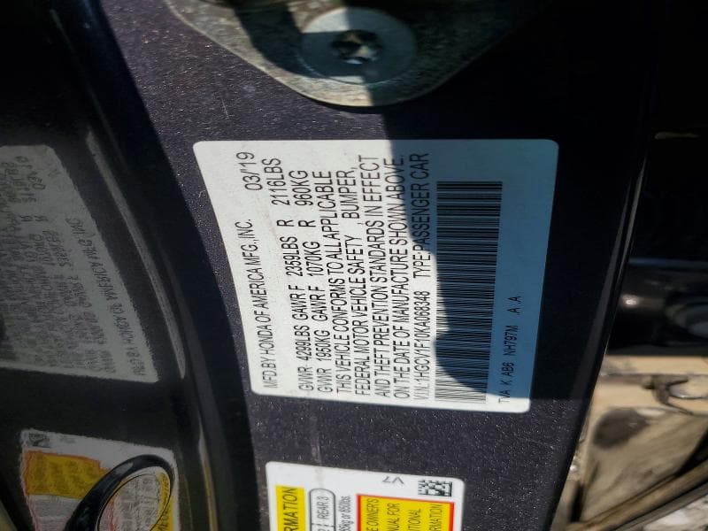 2019 HONDA ACCORD LX 12