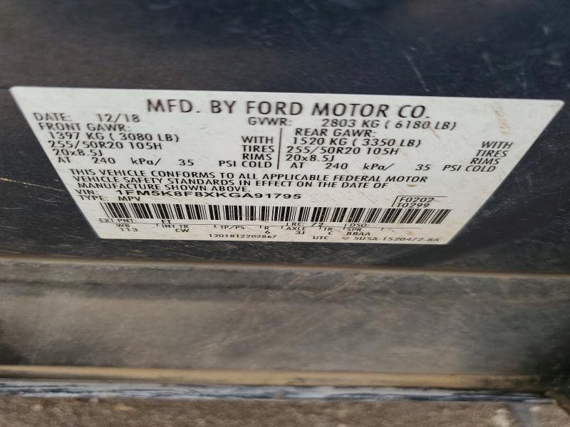 2019 FORD EXPLORER LIMITED 13