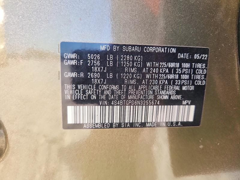 2022 SUBARU OUTBACK TOURING 13