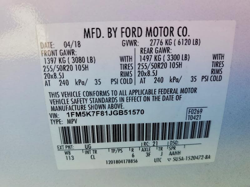 2018 FORD EXPLORER LIMITED 13