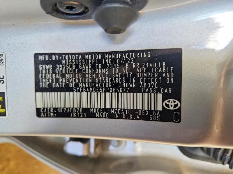 2023 TOYOTA COROLLA LE 12