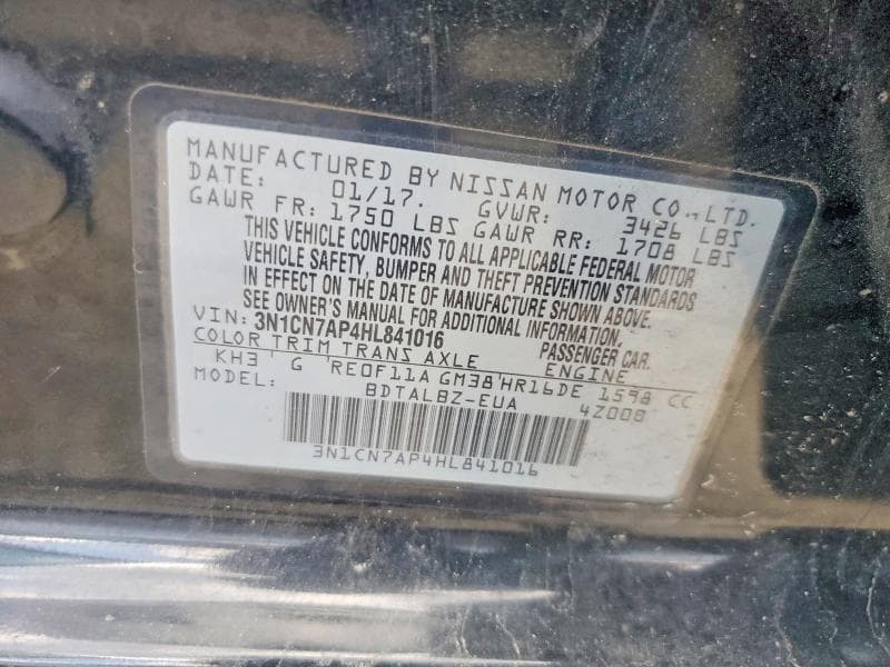 2017 NISSAN VERSA 1.6 SV 12