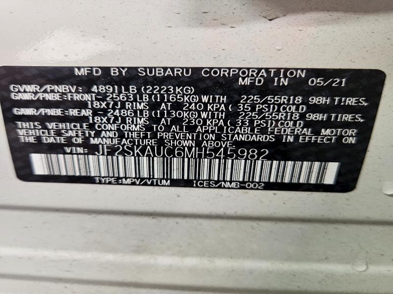 2021 SUBARU FORESTER LIMITED 13