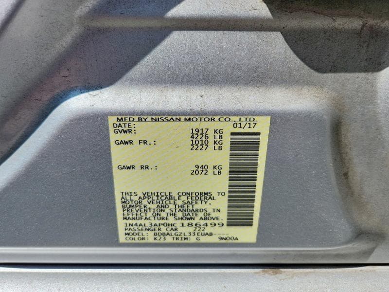 2017 NISSAN ALTIMA 2.5 S 12
