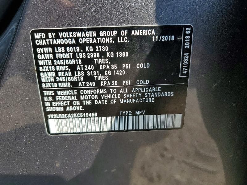 2019 VOLKSWAGEN ATLAS SE 13