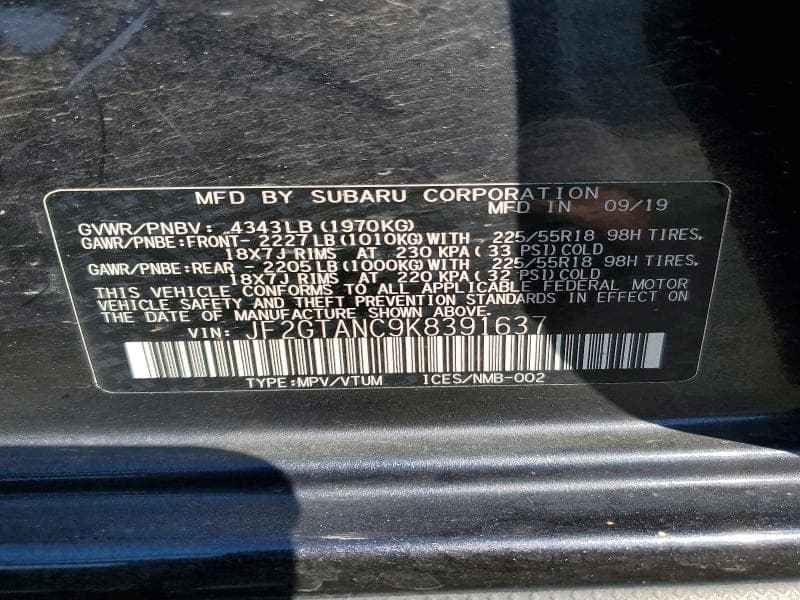 2019 SUBARU CROSSTREK LIMITED 14