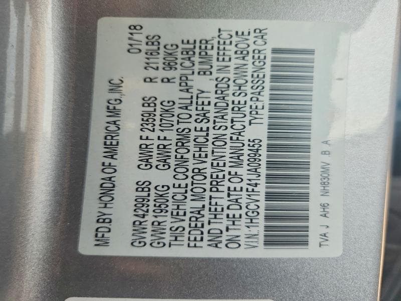 2018 HONDA ACCORD EX 13