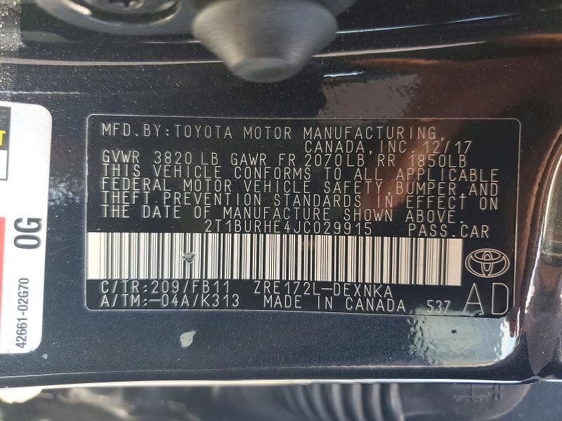 2018 TOYOTA COROLLA LE 13