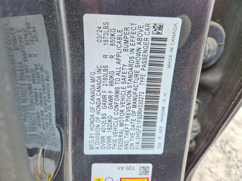 2024 HONDA CIVIC TOURING 12