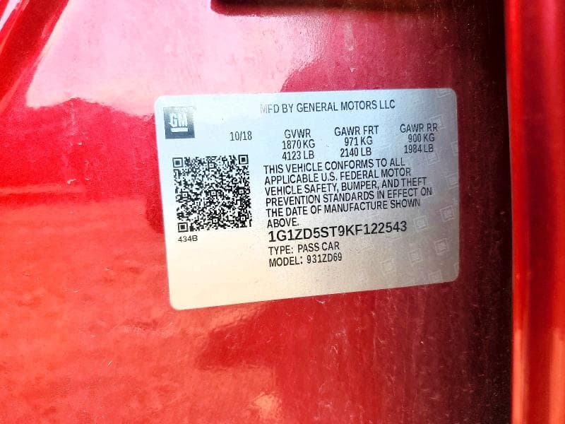 2019 CHEVROLET MALIBU LT 12