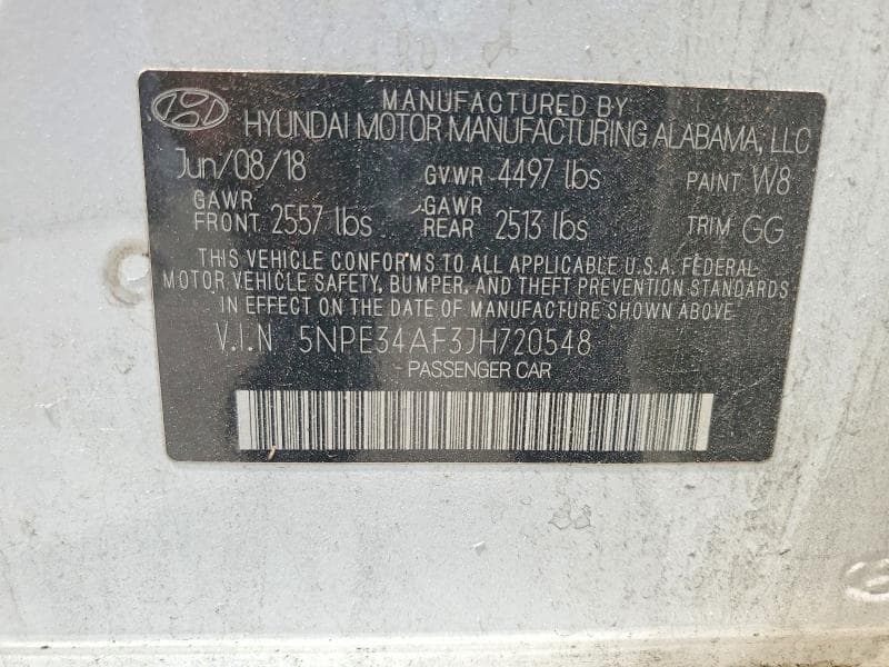 2018 HYUNDAI SONATA LIMITED 12