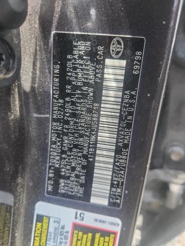 2018 TOYOTA CAMRY LE 12