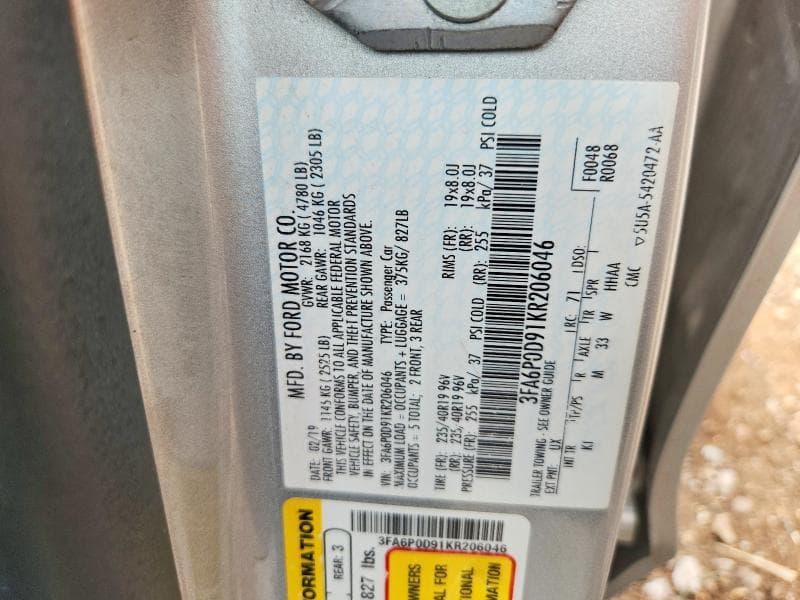 2019 FORD FUSION TITANIUM 12
