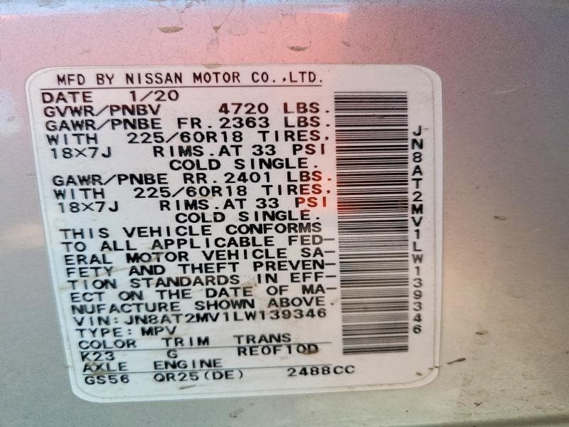 2020 NISSAN ROGUE SV 13