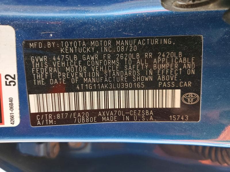 2020 TOYOTA CAMRY SE 13