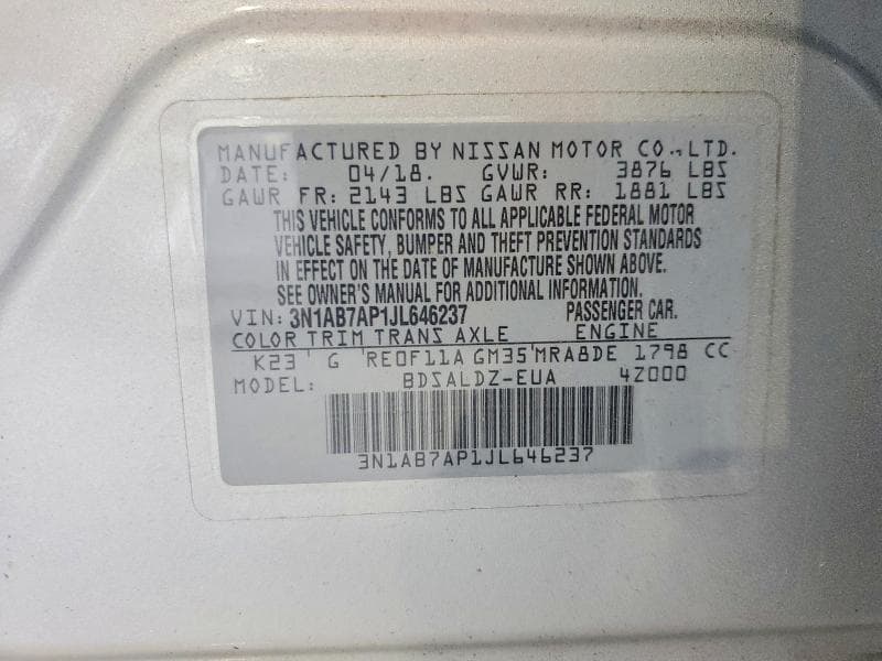 2018 NISSAN SENTRA SV 12