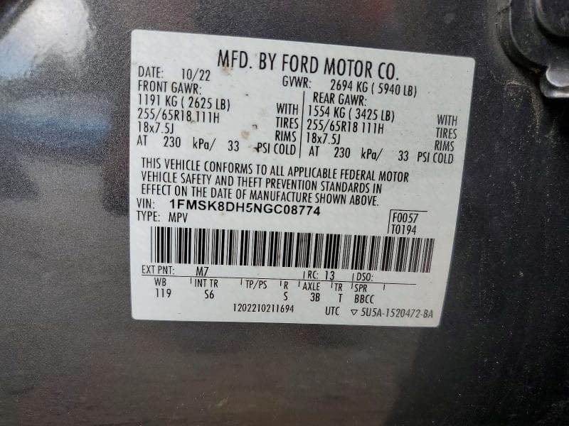 2022 FORD EXPLORER XLT 12