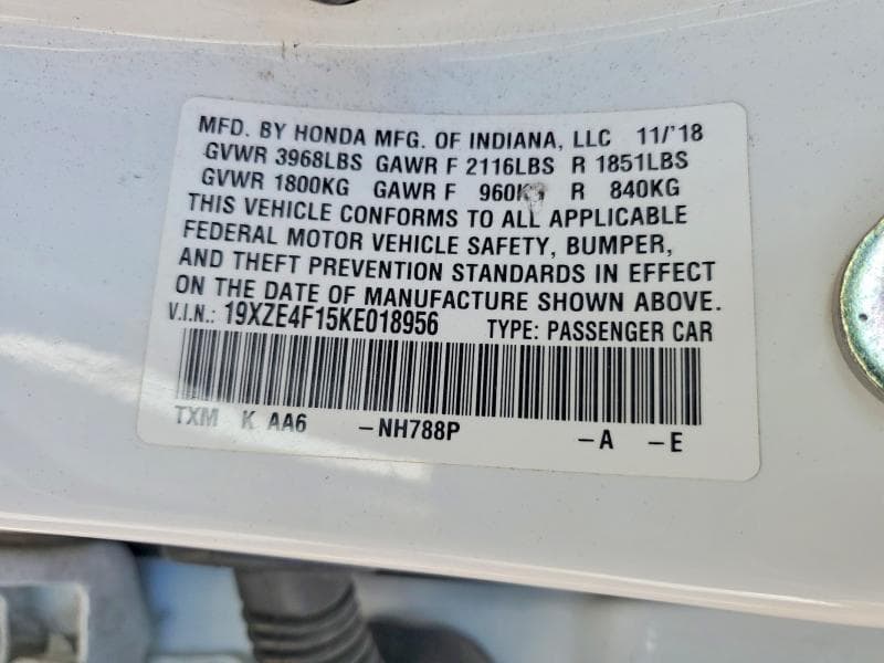 2019 HONDA INSIGHT LX 12