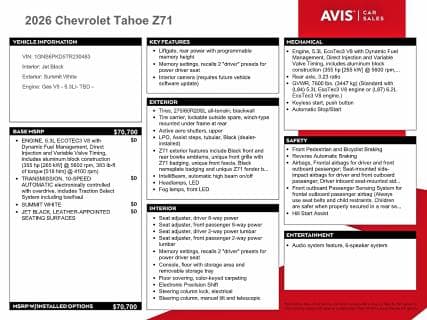 2026 CHEVROLET TAHOE K1500 Z71 13