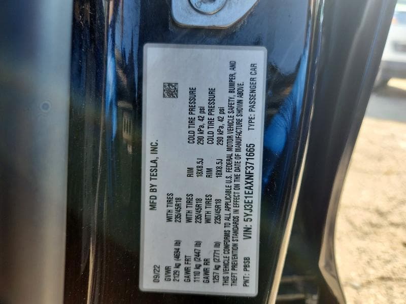 2022 TESLA MODEL 3 13