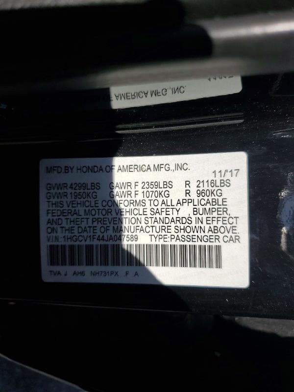 2018 HONDA ACCORD EX 12