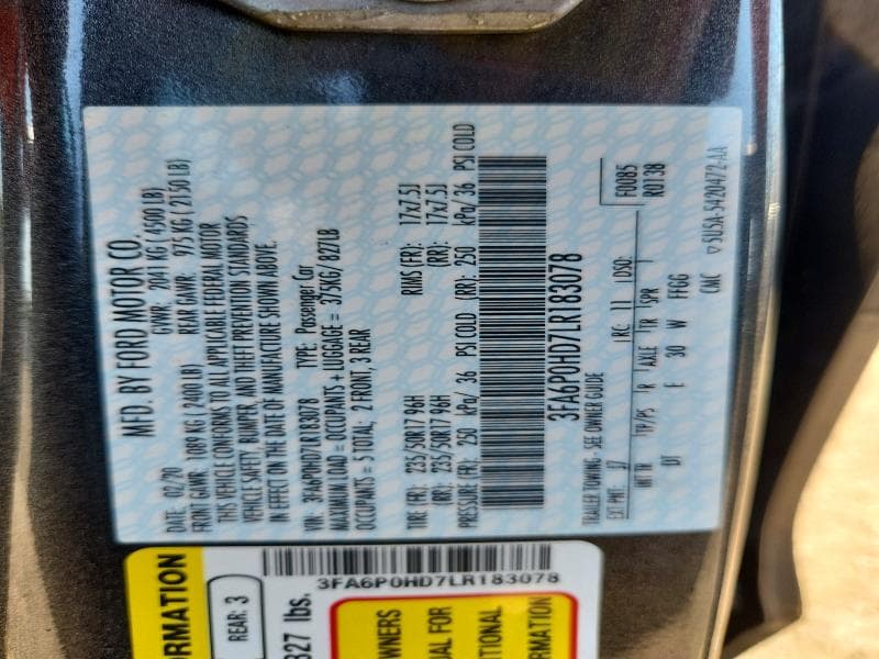 2020 FORD FUSION SE 12