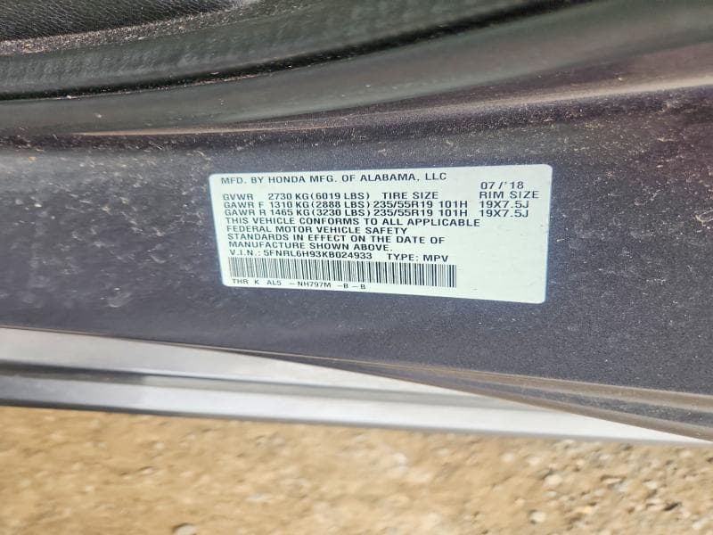 2019 HONDA ODYSSEY ELITE 13
