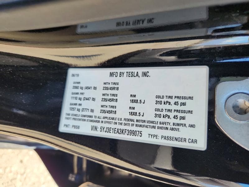 2019 TESLA MODEL 3 12