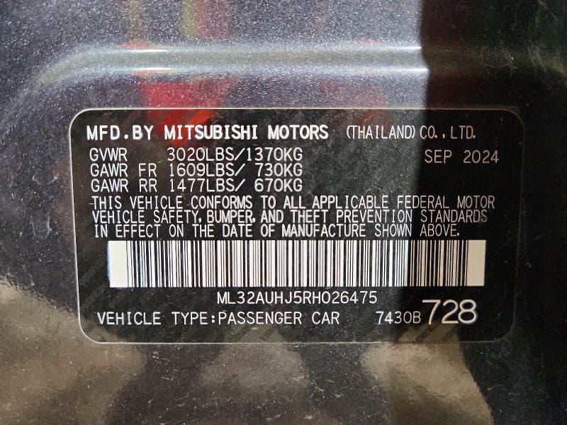2024 MITSUBISHI MIRAGE ES 12