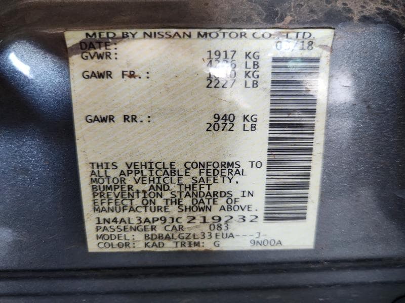 2018 NISSAN ALTIMA 2.5 S 12