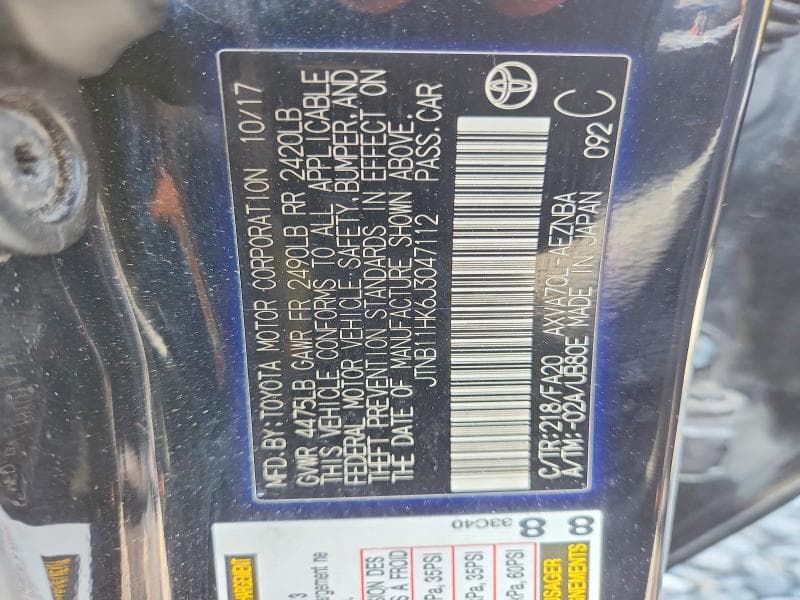 2018 TOYOTA CAMRY LE 13