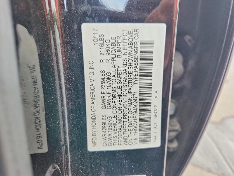 2018 HONDA ACCORD EXL 12
