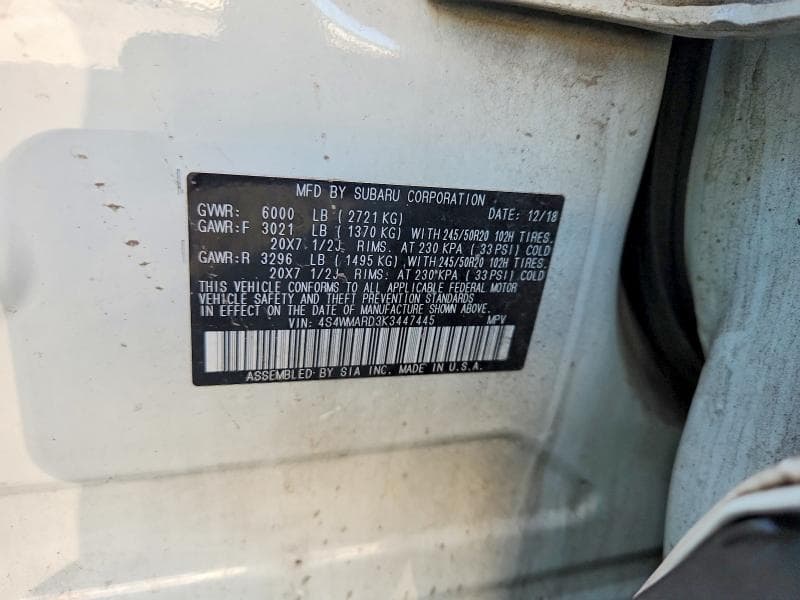 2019 SUBARU ASCENT TOURING 14