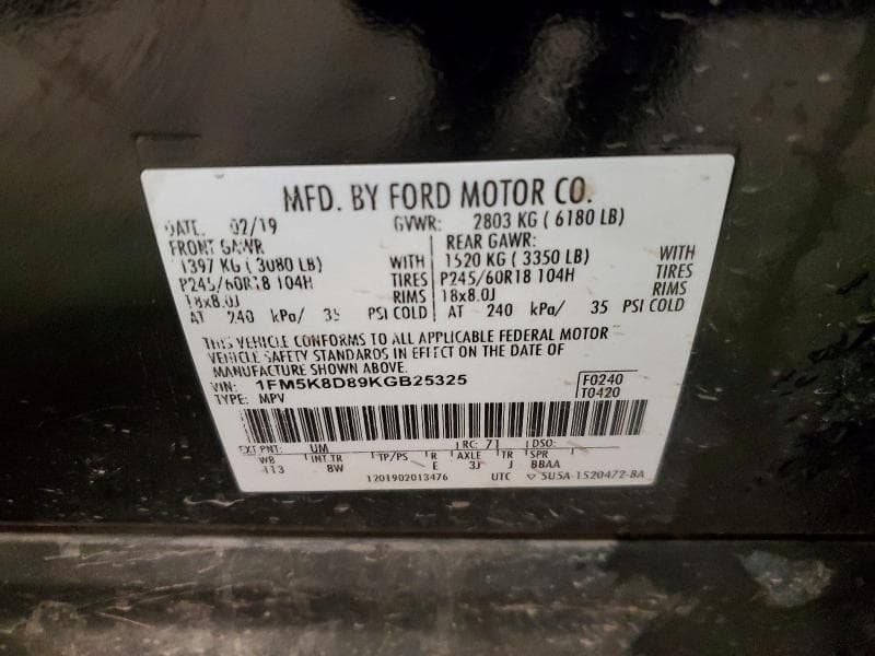 2019 FORD EXPLORER XLT 13