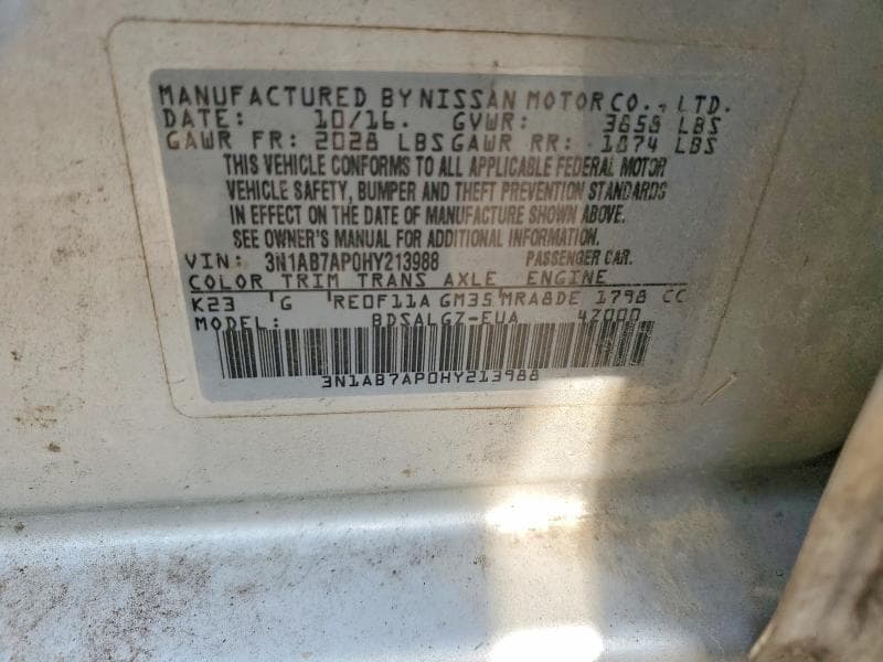 2017 NISSAN SENTRA SL 12