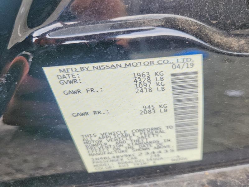 2019 NISSAN ALTIMA S 12