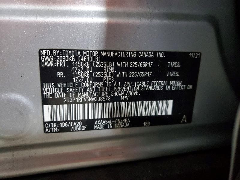 2021 TOYOTA RAV4 XLE 13