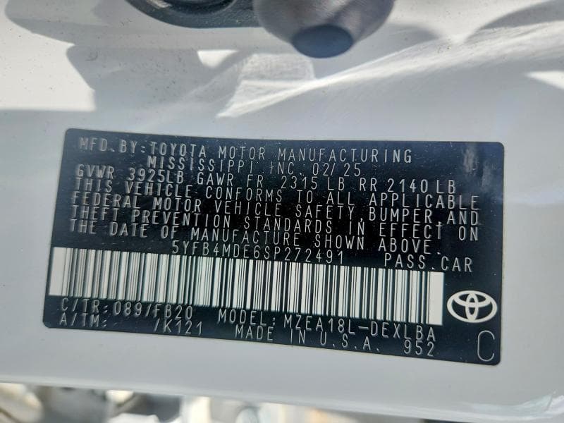 2025 TOYOTA COROLLA LE 13