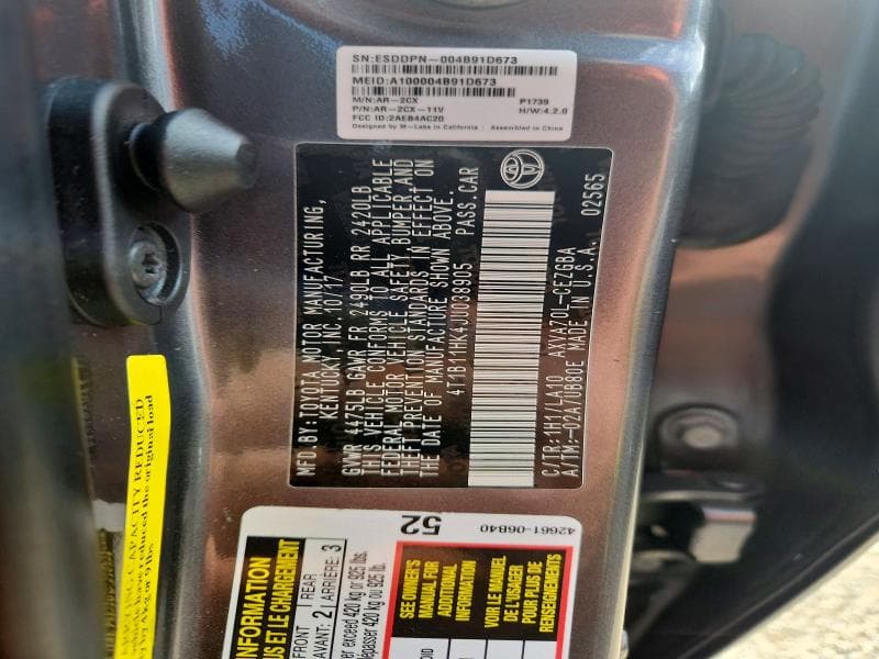 2018 TOYOTA CAMRY XLE 13