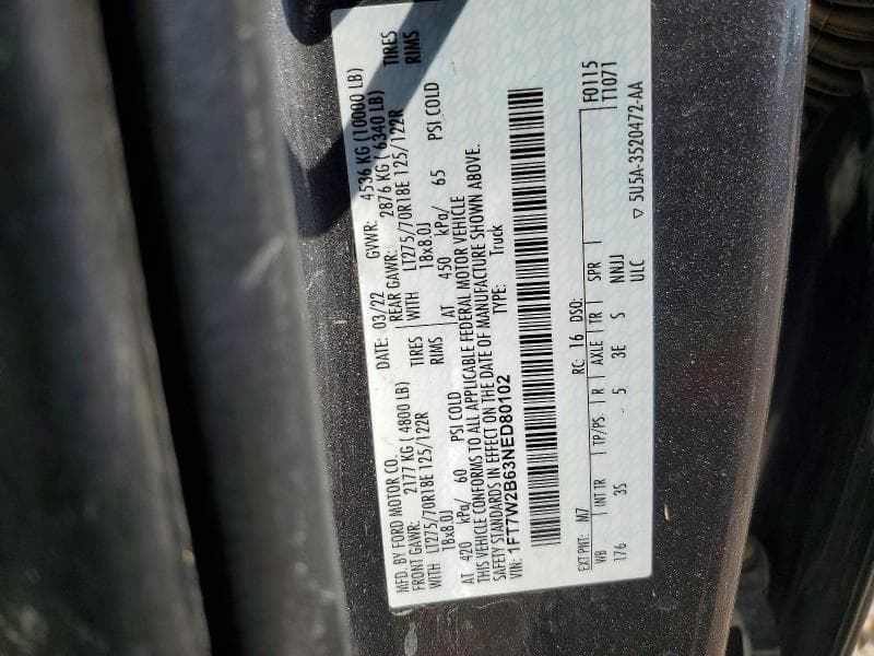 2022 FORD F250 SUPER DUTY 12