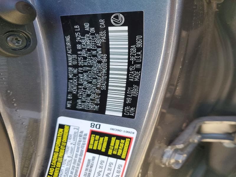 2021 LEXUS ES 250 BASE 12