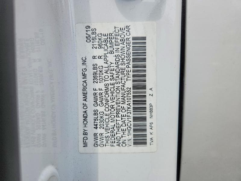 2019 HONDA ACCORD SPORT 12