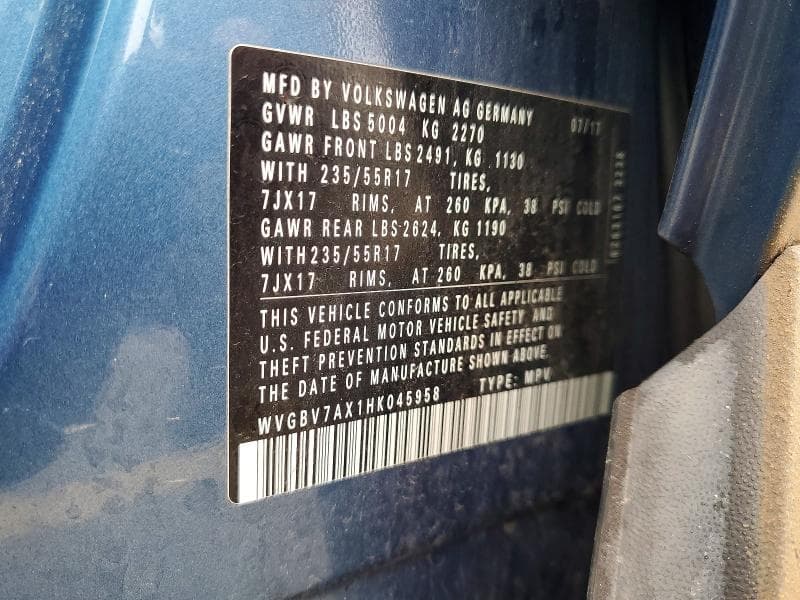 2017 VOLKSWAGEN TIGUAN S 12