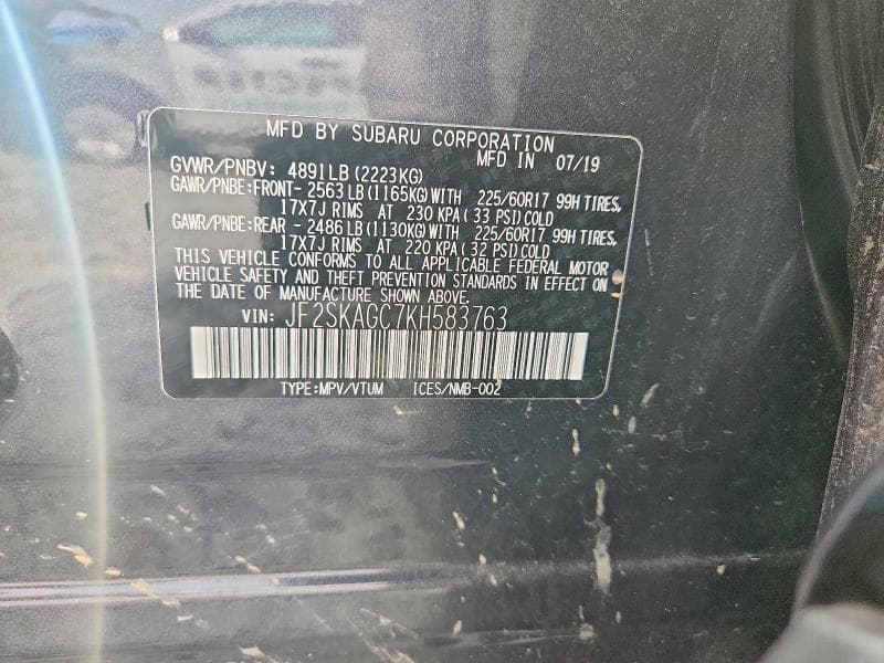 2019 SUBARU FORESTER PREMIUM 13