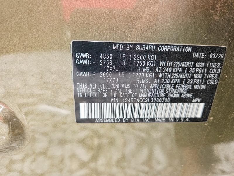 2020 SUBARU OUTBACK PREMIUM 13